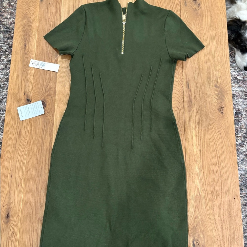 Eliza J Green Sheath Mini Dress Mock Neck